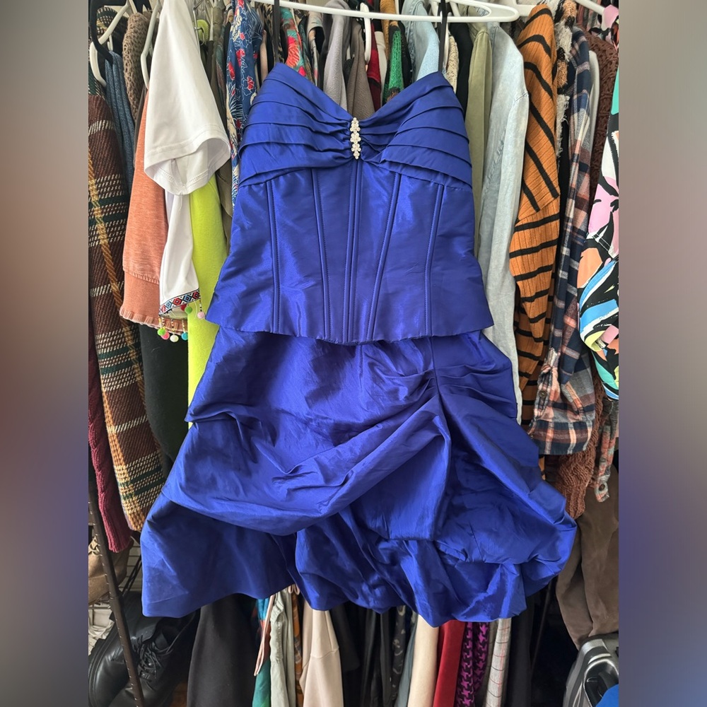 Blondie Nites by Esther Ramirez Corset Mardi Gras Cocktail Dress Royal Blue sz7